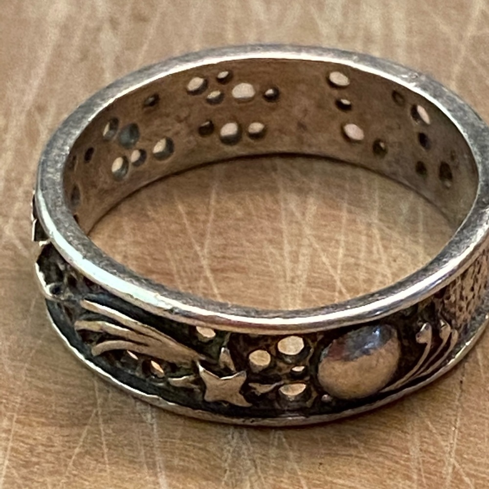 Two Vintage 925 silver rings – hearts and stars - Picture 3 of 9